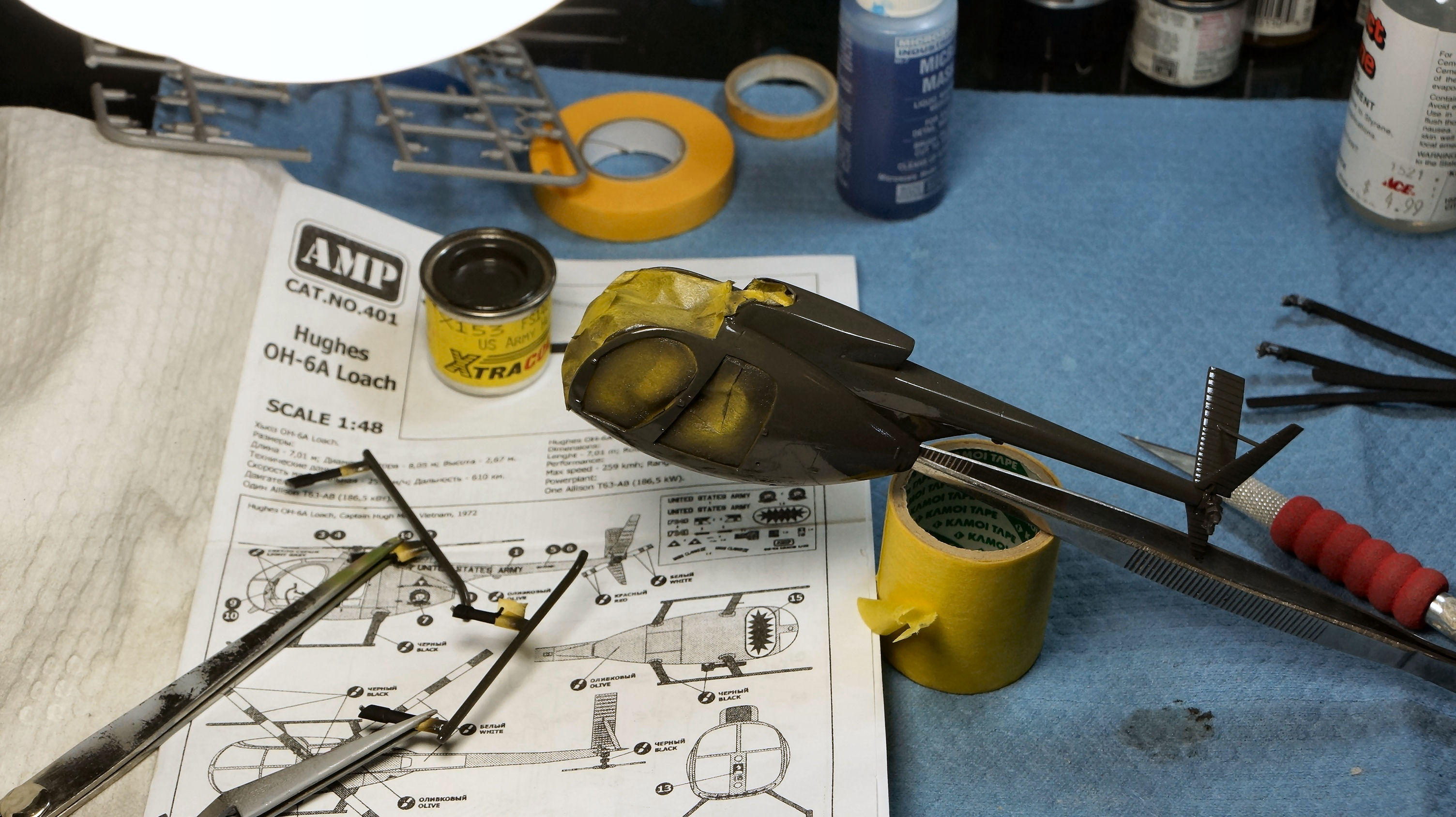 AMP 401 1/48 OH-6A Loach Build Image 09