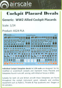 WW2 Allied Cockpit Placards