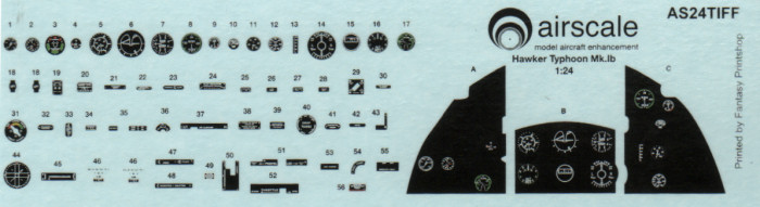 Hawker Typhoon Mk.1B Cockpit Instrument Decals