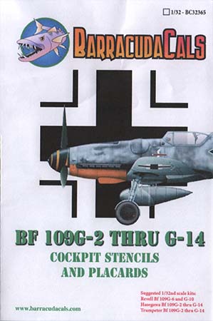Bf 109G-2 thru G-14 Cockpit Placards and Stencils Set