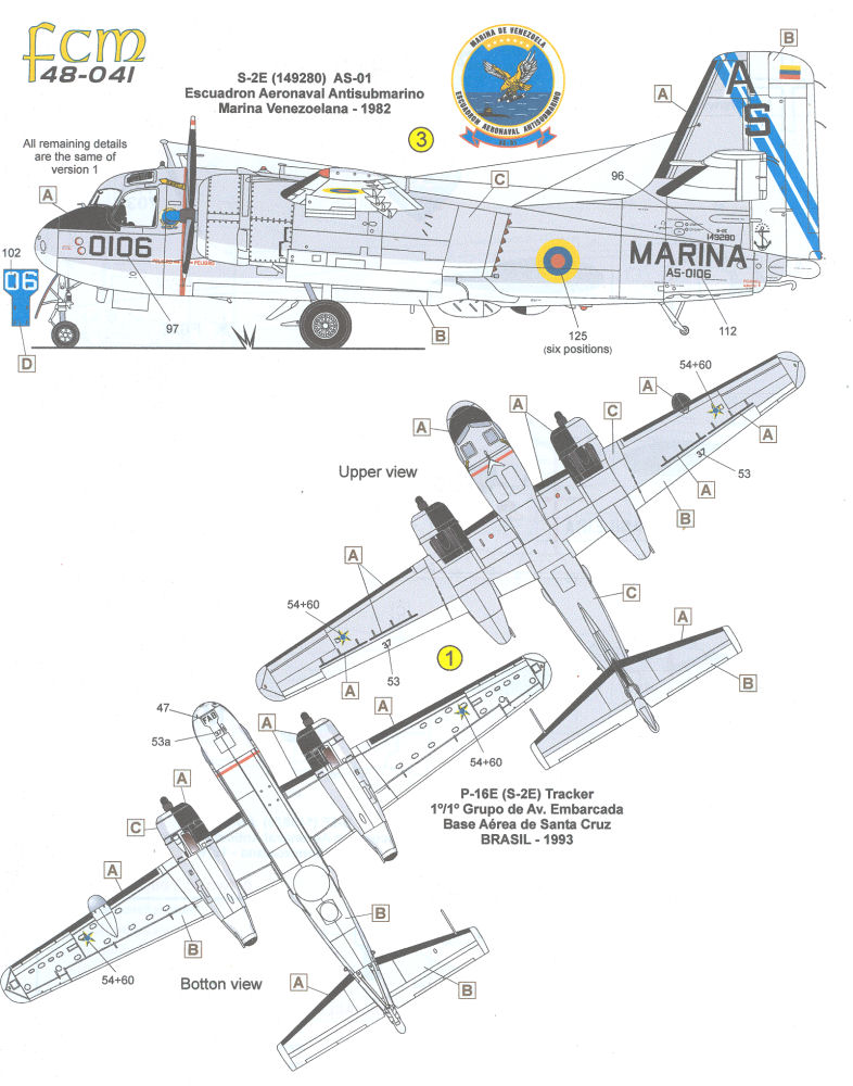 Decal Grumman S-2E / G Tracker Brazilian & Uruguayan Air Force