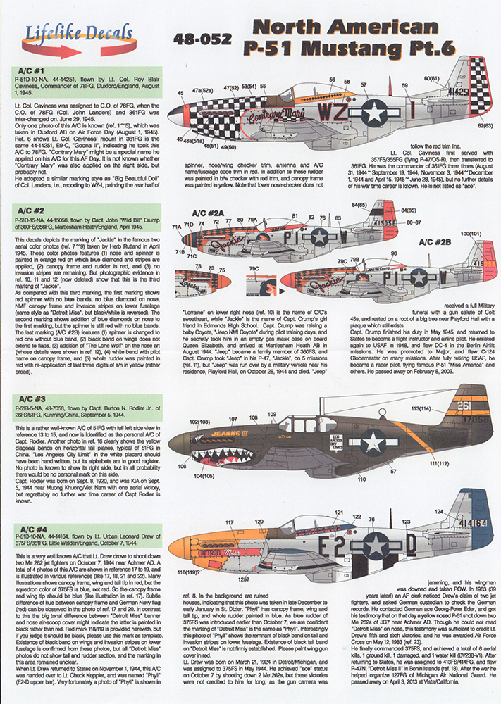Lifelike Decals 1/48 North American P-51 Mustang Part 6 Decal Image