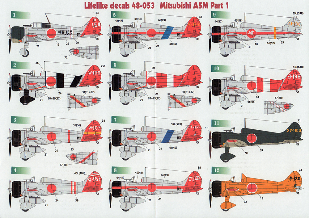 Lifelike Decals 1/48 Mitsubishi A5M Part 1 Decal Image