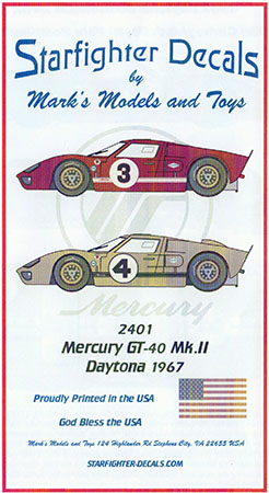 Mercury GT-40 Mk.II Daytona 1967 Decals