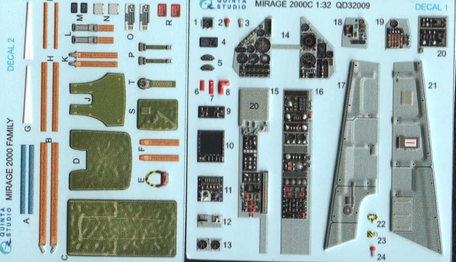 Quinta Studio QD32009 1/32 Mirage 2000C Interior 3D Decal Set Review