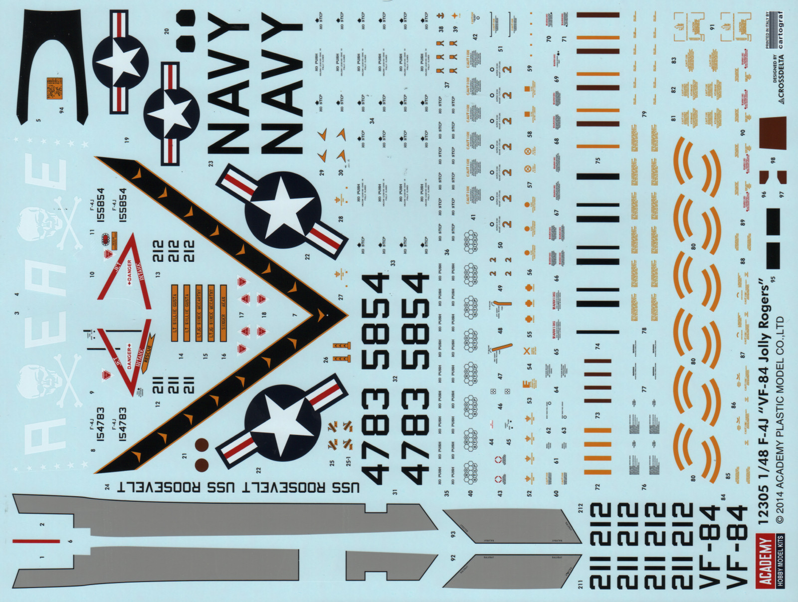 Academy 12305 1/48 F-4J Phantom II VF-84 Jolly Rogers Parts Image 06