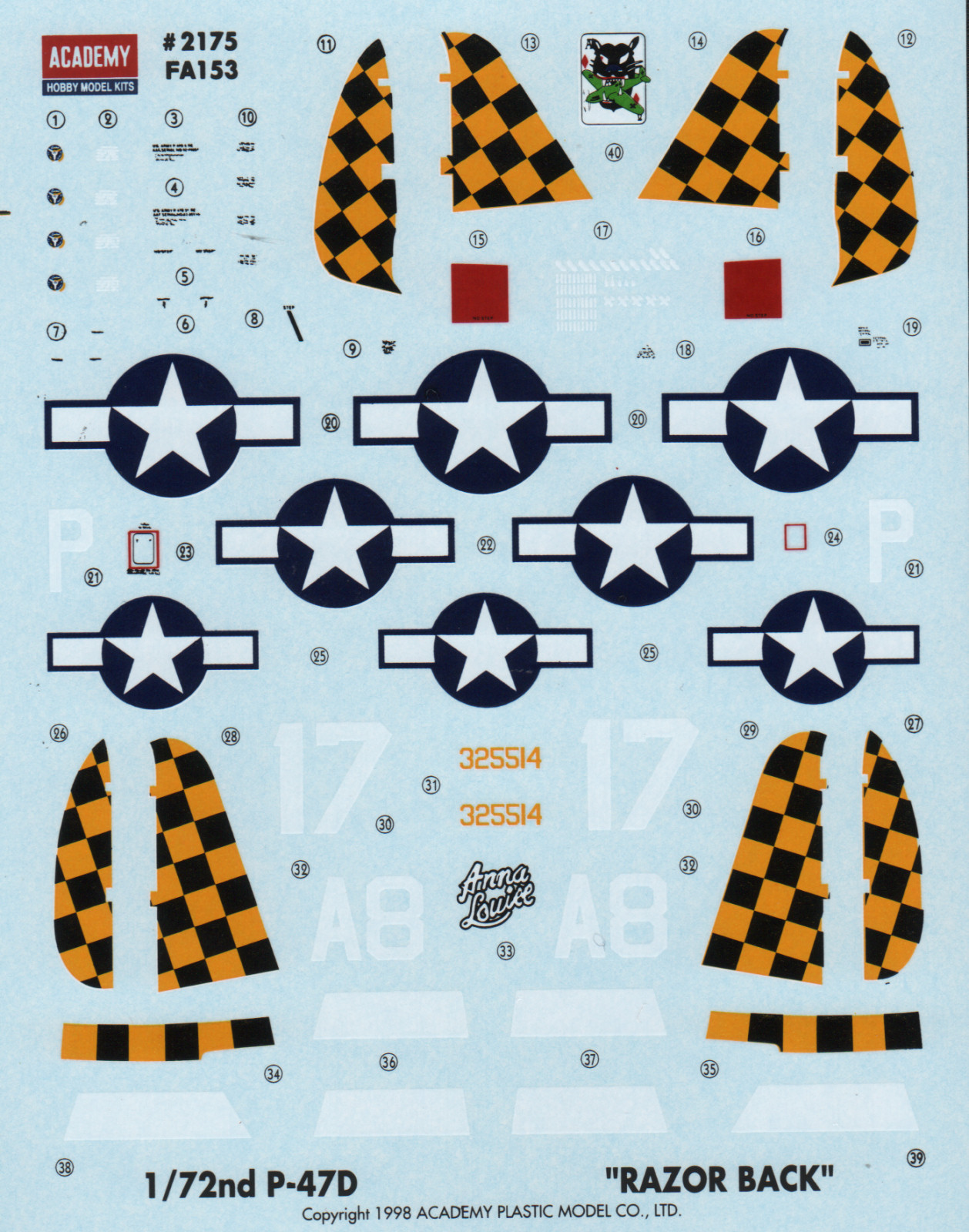 Academy 12492 1/72 P-47D Razorback Thunderbolt Parts Image 05