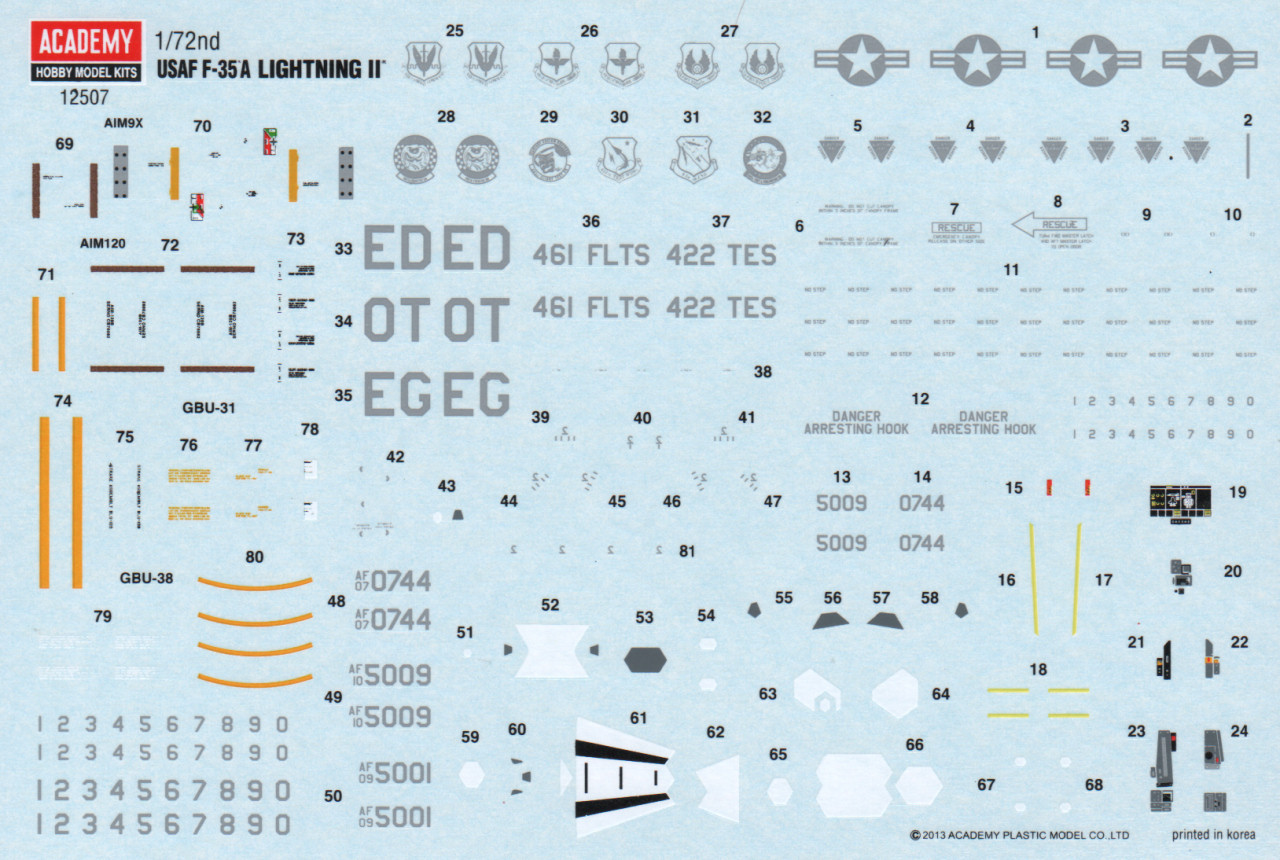 Academy 12507 1/72 F-35A Lightning II Parts Image 04