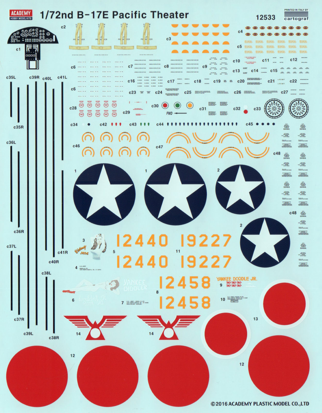 Academy 12533 1/72 B-17E Flying Fortress 'Pacific Theater' Parts Image 06