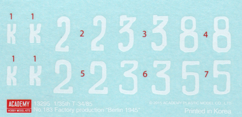 Academy 13295 1/35 T-34/85 No.183 Factory 'Berlin 1945' Parts Image 05