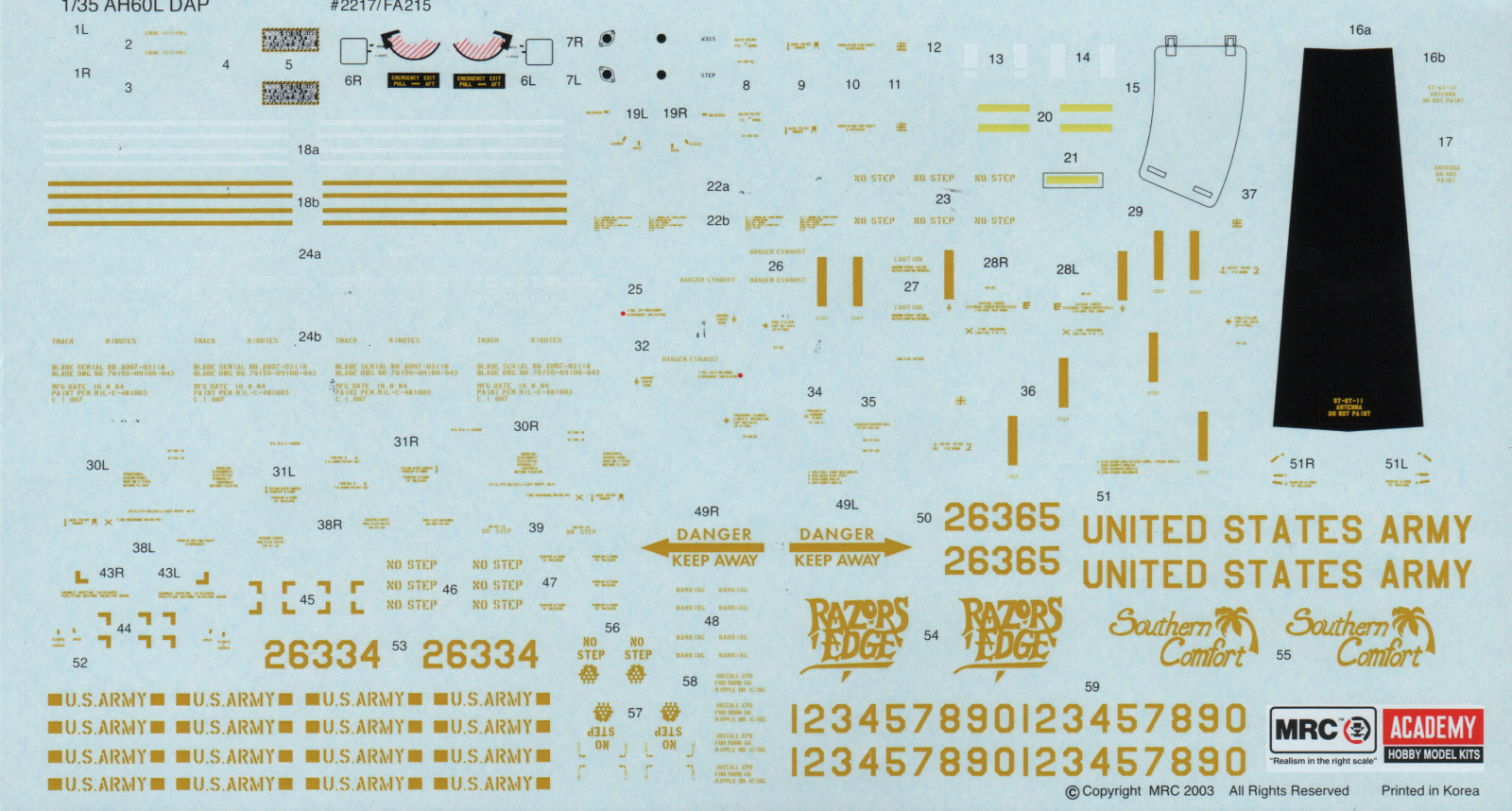 Academy 02217 1/48 AH-60L DAP Blackhawk Parts Image 06
