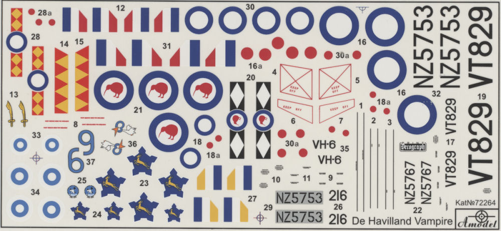 Amodel 72264 1/72 DH.100 Vampire Parts Image 03