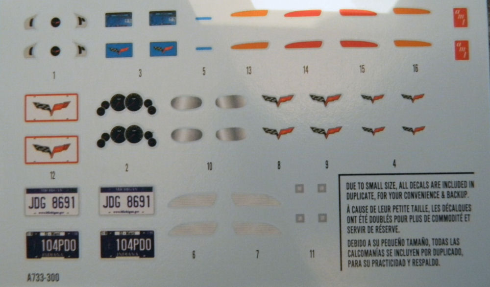 AMT 0733 1/25 2012 Chevy Corvette Convertible Parts Image 05