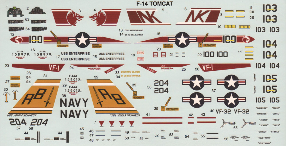AMT 0887 1/72 F-14A Tomcat 'Top Gun' Parts Image 03