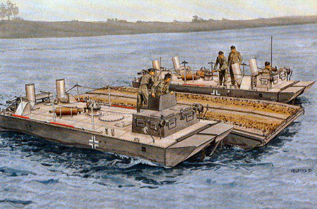 Panzefaerhe Faehrendeck mit Gepanzerte Landwasserschlepper Prototype No. II