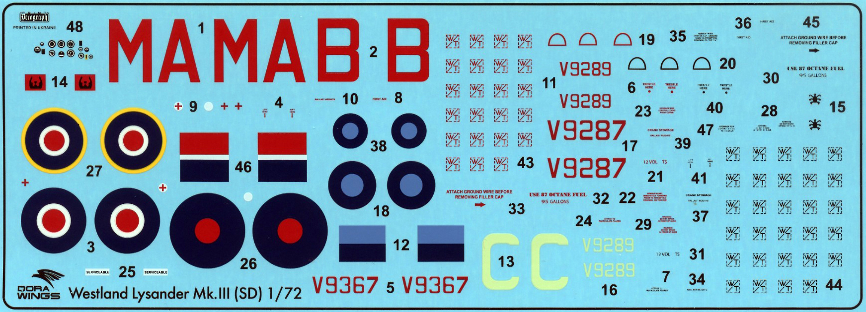 Dora Wings 72023 1/72 Westland Lysander Mk.III (SD) Parts Image 12