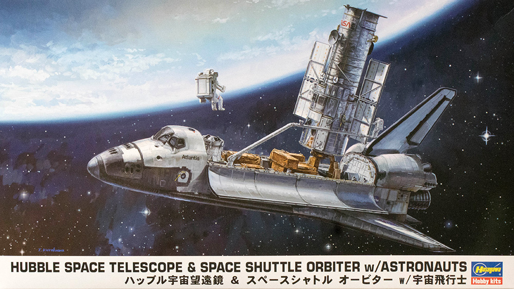 Hubble Space Telescope & Space Shuttle Orbiter w/ Astronauts