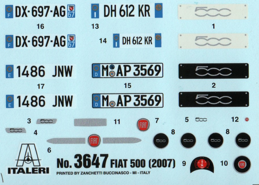Italeri 3647 1/24 Fiat 500 2007 Parts Image 04