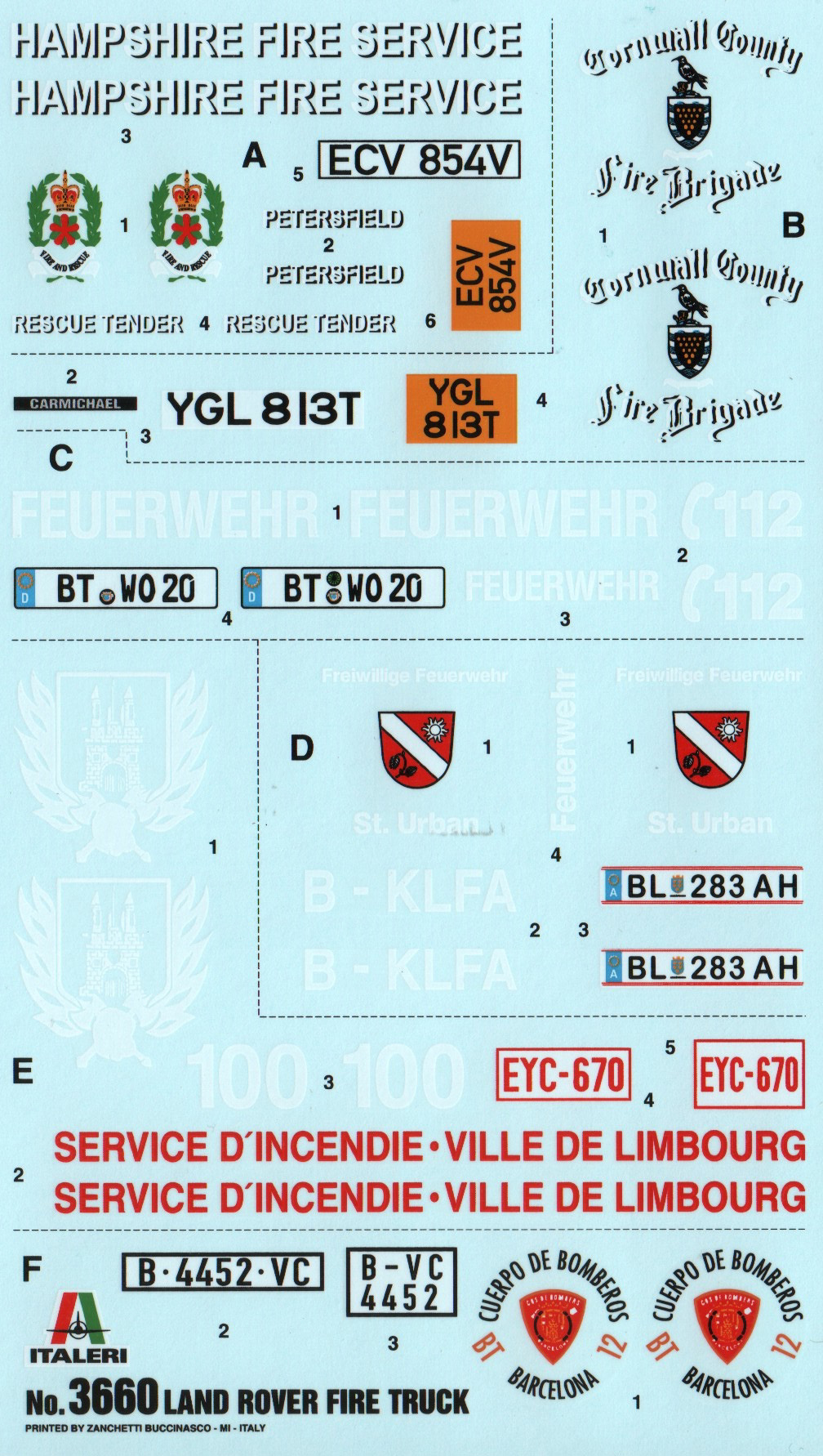 Italeri 3660 1/24 Land Rover Fire Truck Parts Image 03
