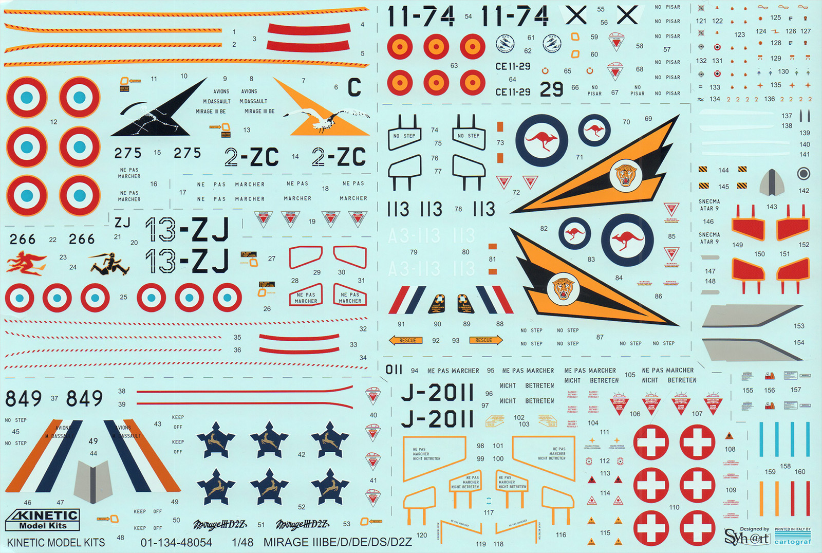 Kinetic 48054 1/48 Mirage IIIBE/D/DE/DS/D2Z Parts Image 05