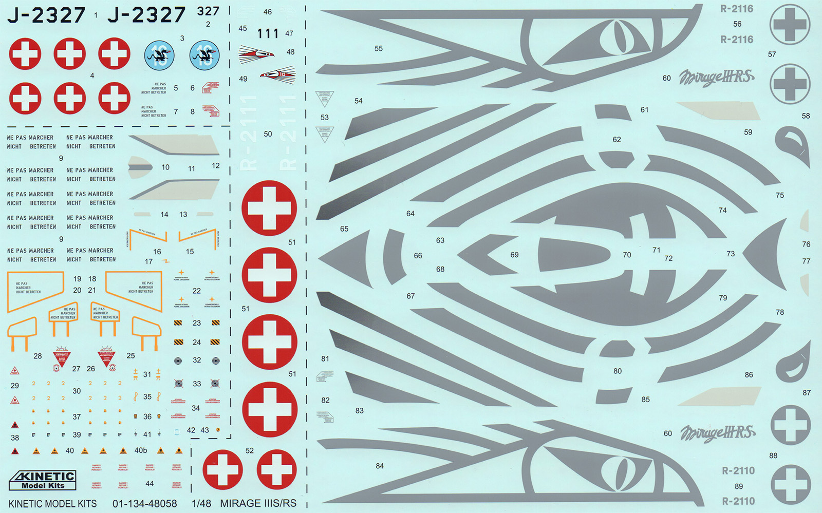 Kinetic 48058 1/48 Mirage IIIS/RS Parts Image 05