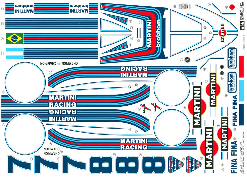 Tamiya 12042 1/12 Martini Brabham BT44B Kit First Look