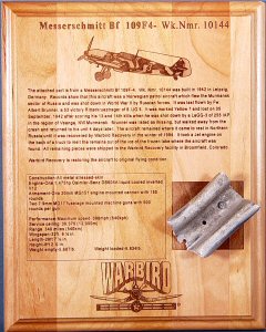 Bf 109F-4 Plaque
